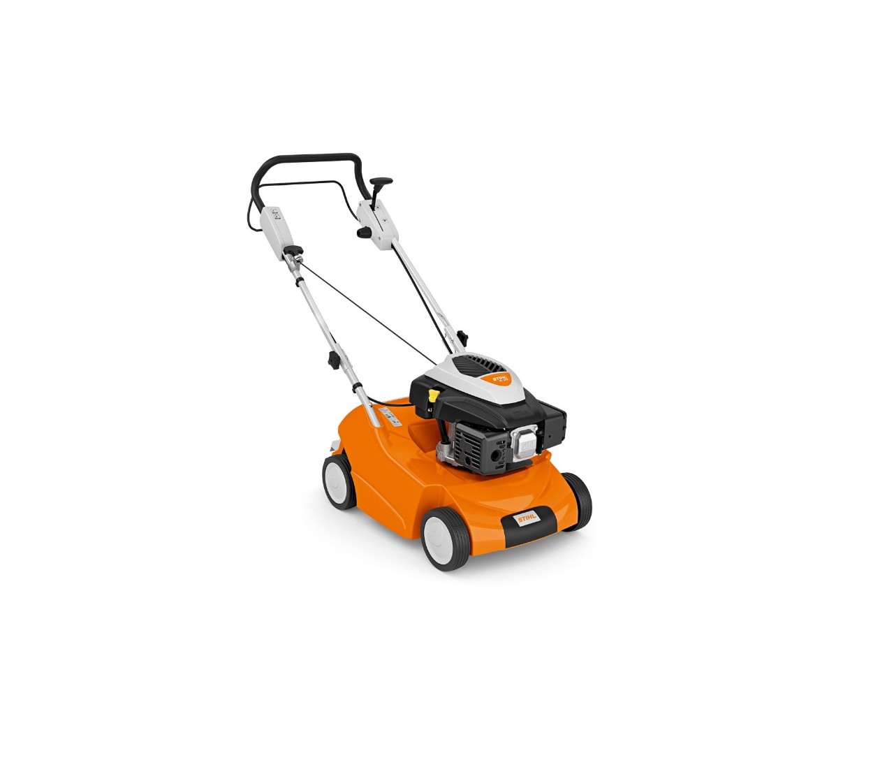 Εξαερωτήρας γκαζόν STIHL RLA 240 μπροστά από λευκό φόντο
